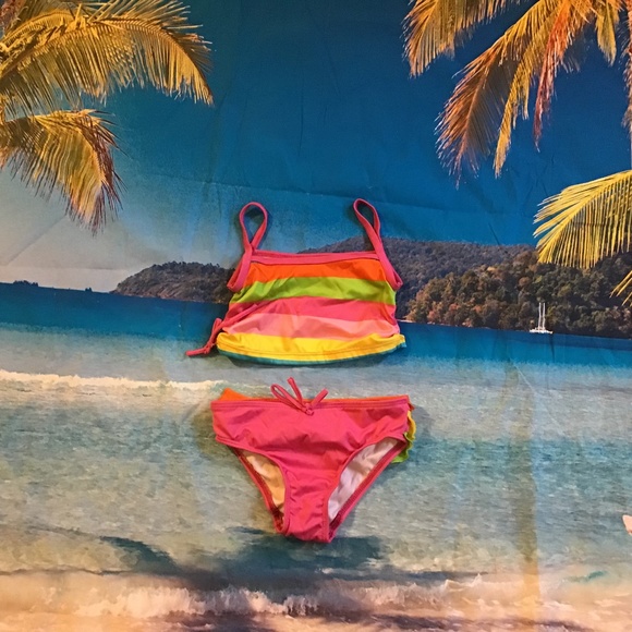 Penelope Mack 18M Infant Toddler Girls 1 Pc Swimsuit Pink Ruffle Palm Tree NWT